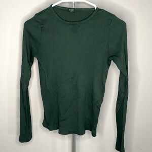 Brandy Melville/ John Galt fitted forest green long sleeve ribbed T.
